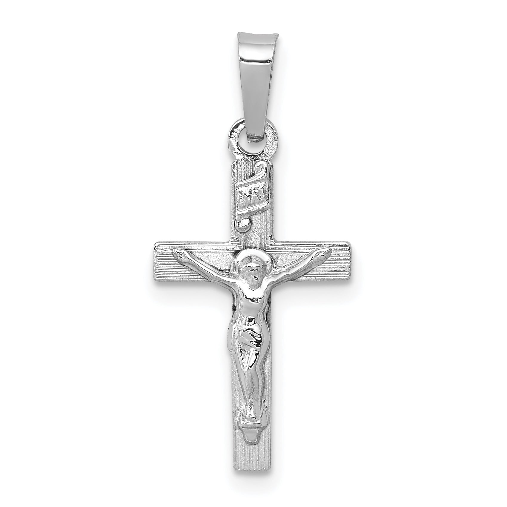 14k White Gold INRI Crucifix Charm