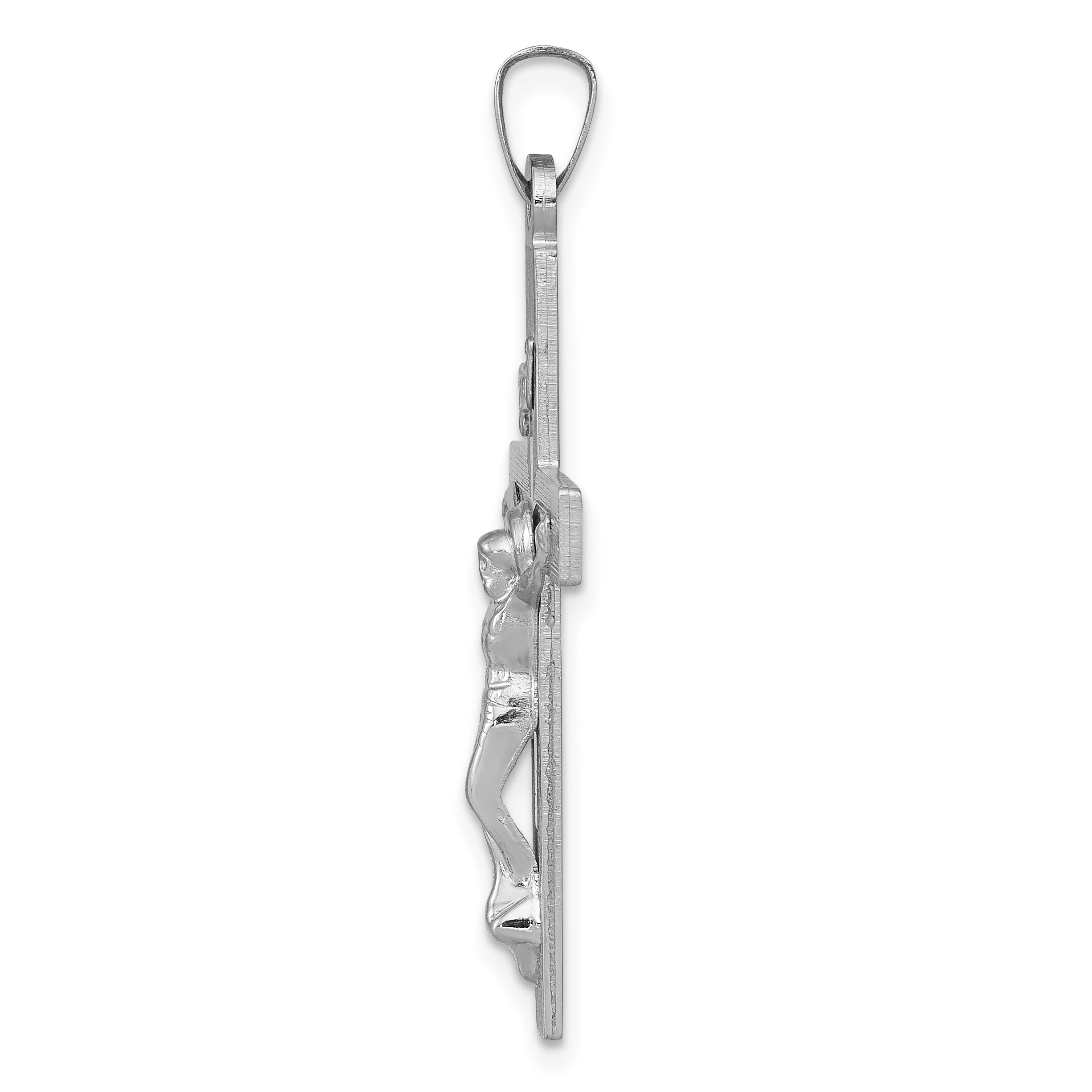 14K White Gold INRI Crucifix Charm