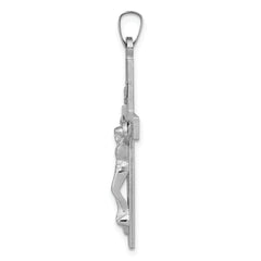 14K White Gold INRI Crucifix Charm