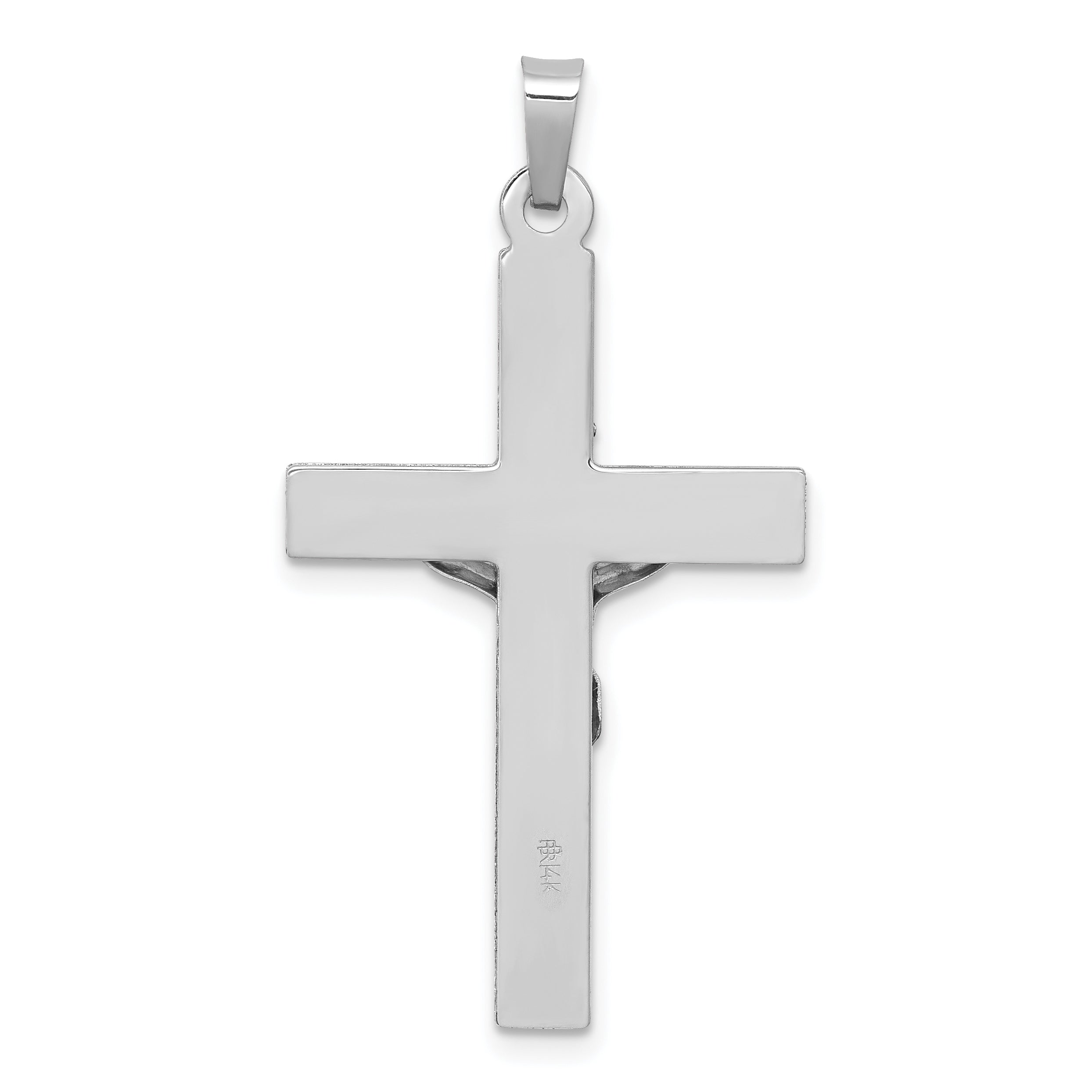 14K White Gold INRI Crucifix Charm