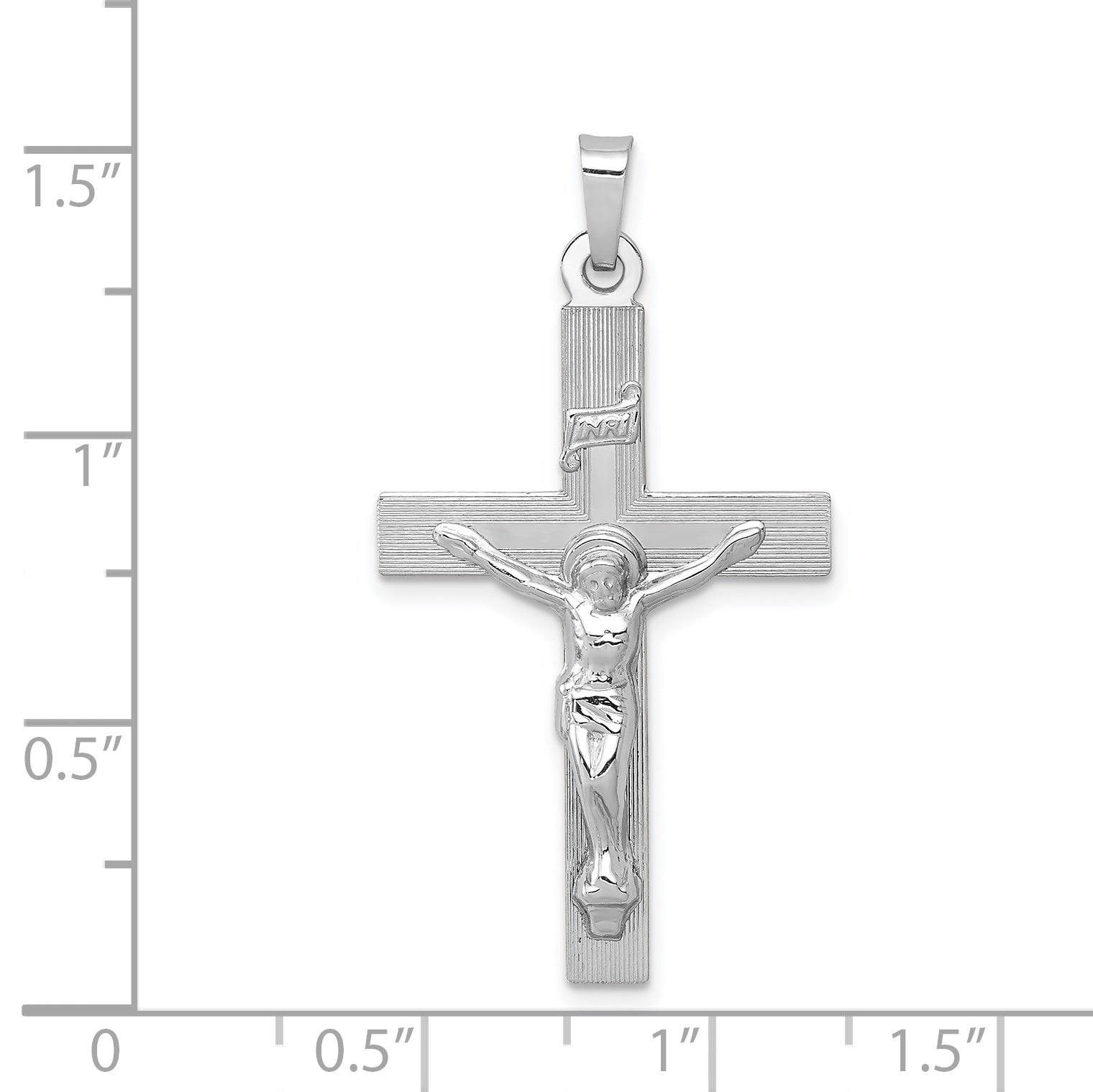 14K White Gold INRI Crucifix Charm