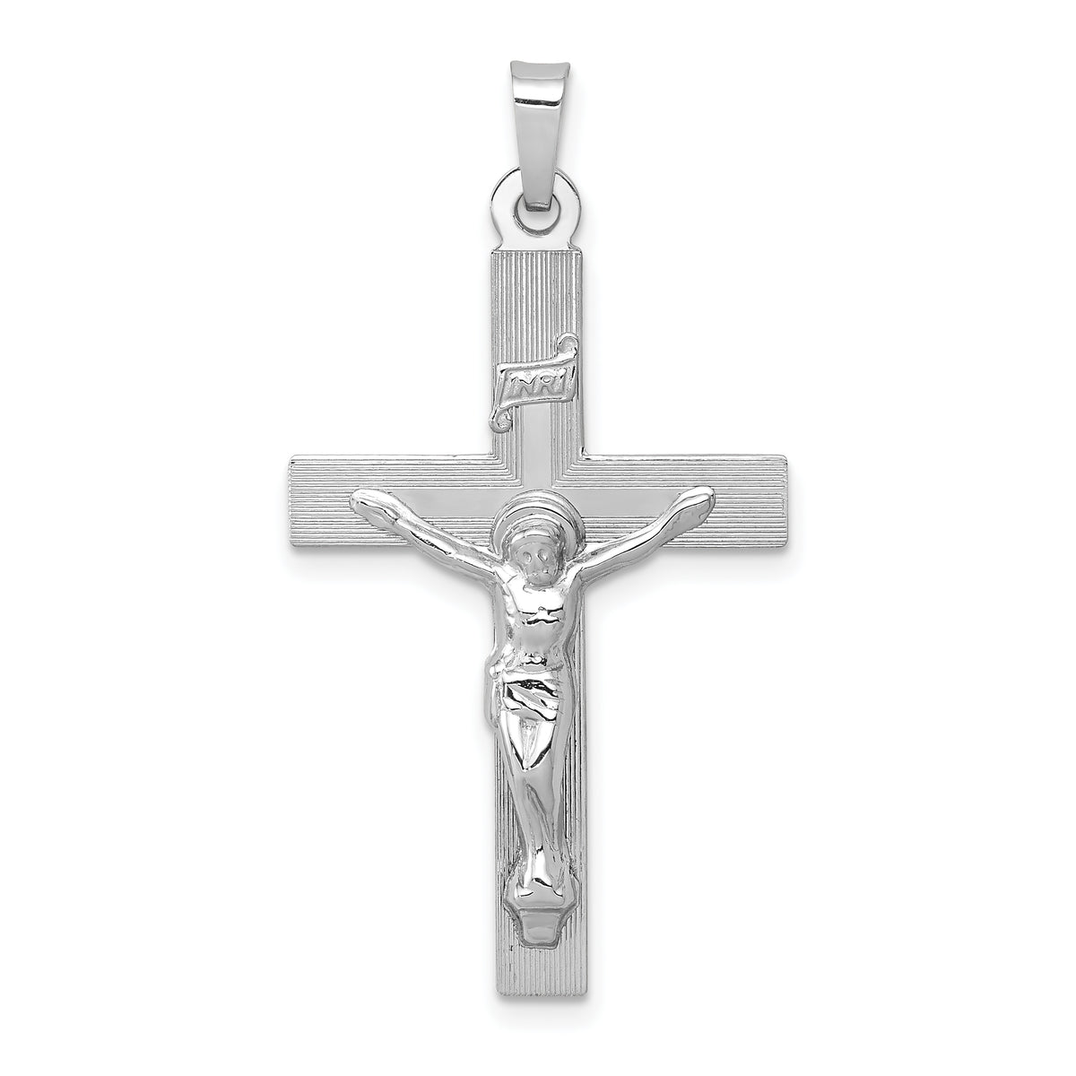 14k White Gold INRI Crucifix Charm