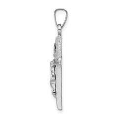 14K White Gold INRI Crucifix Charm