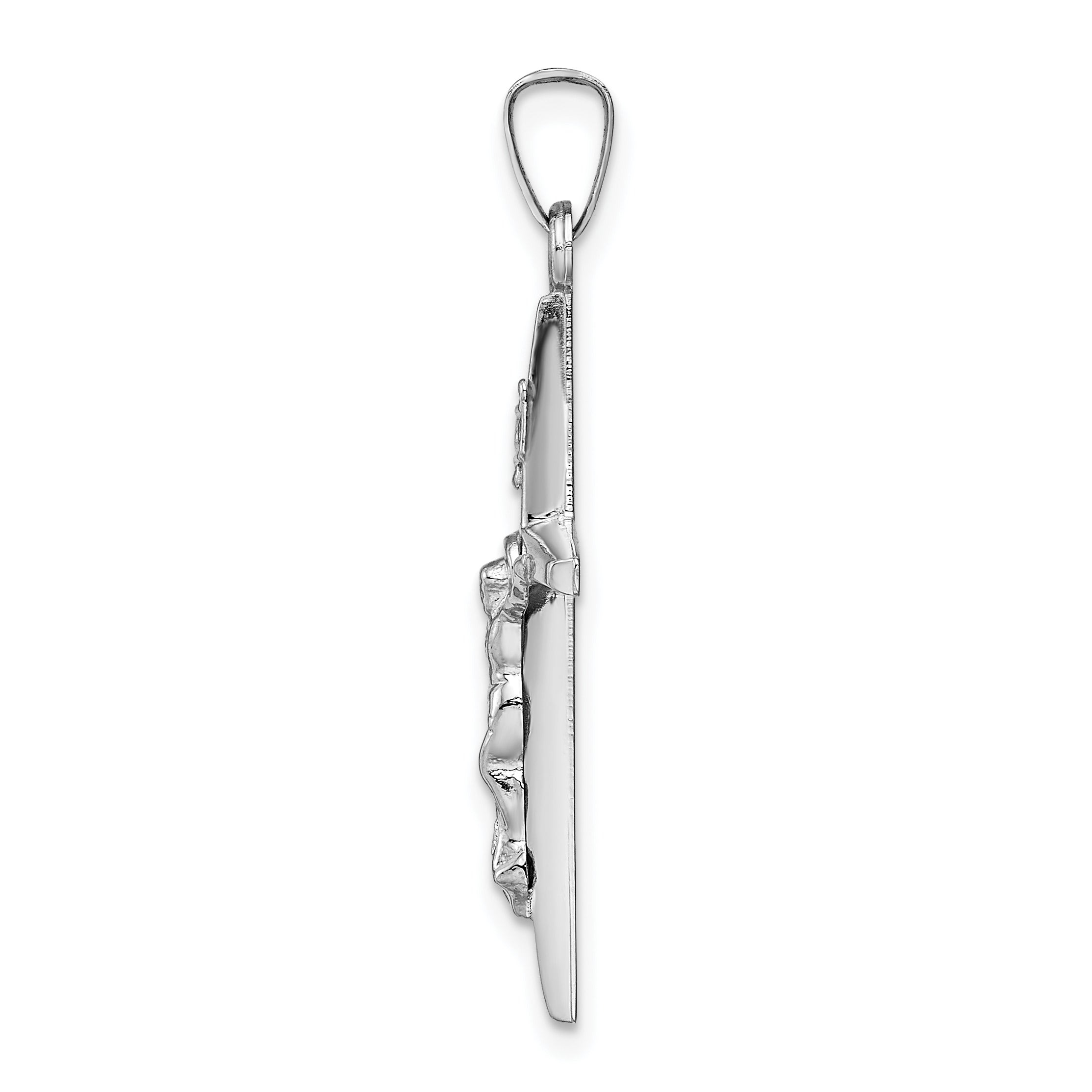 14K White Gold INRI Crucifix Charm