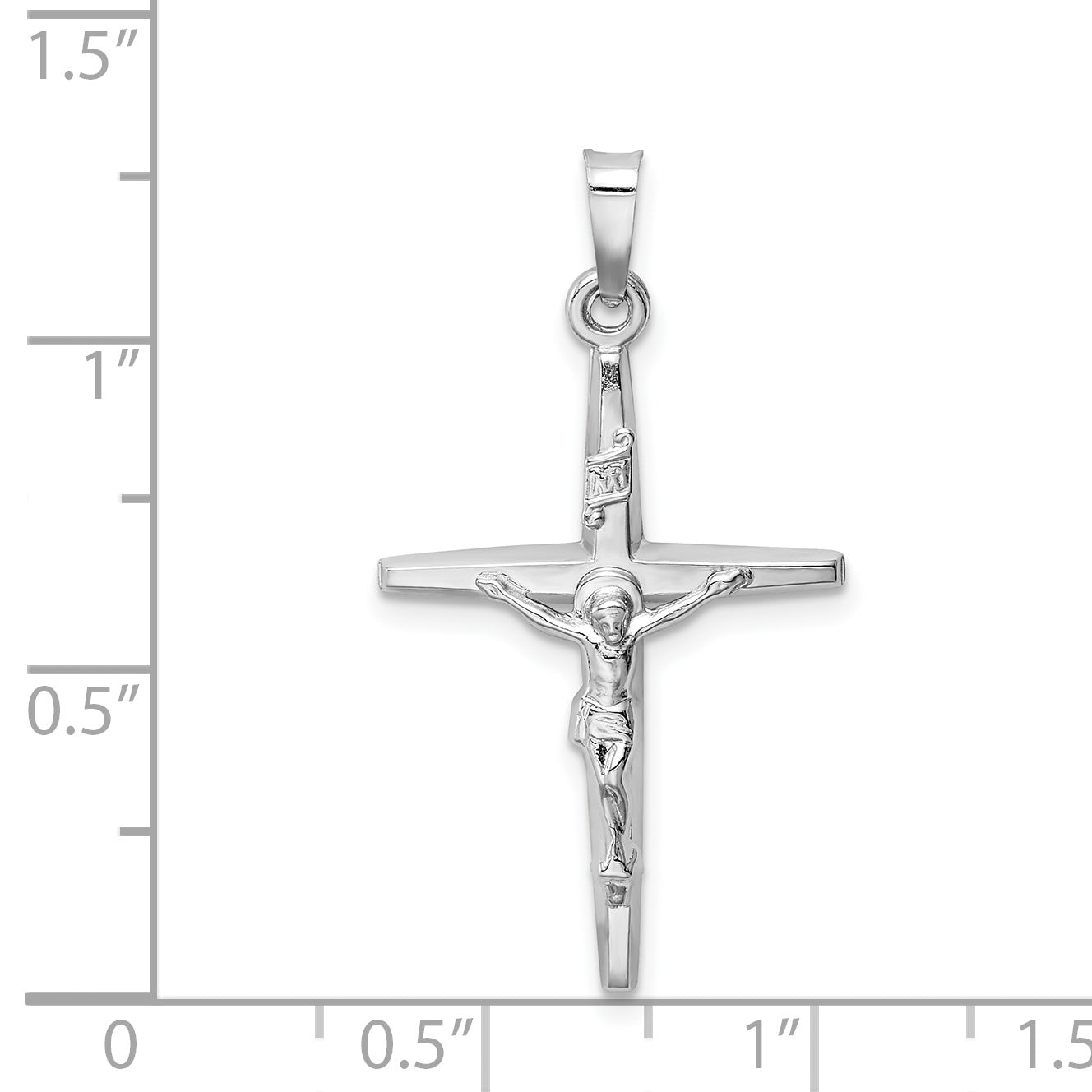 14K White Gold INRI Crucifix Charm