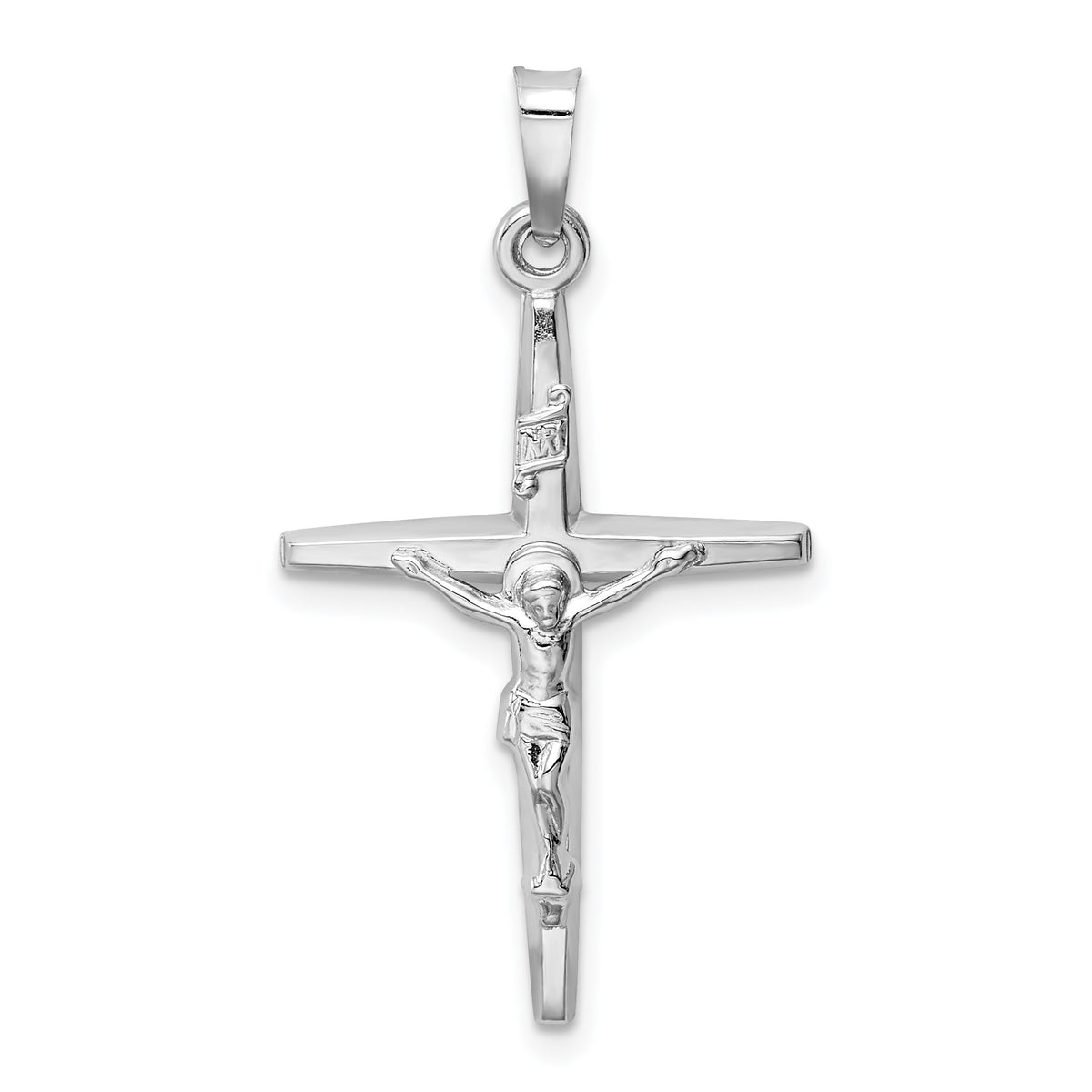 14k White Gold INRI Crucifix Charm