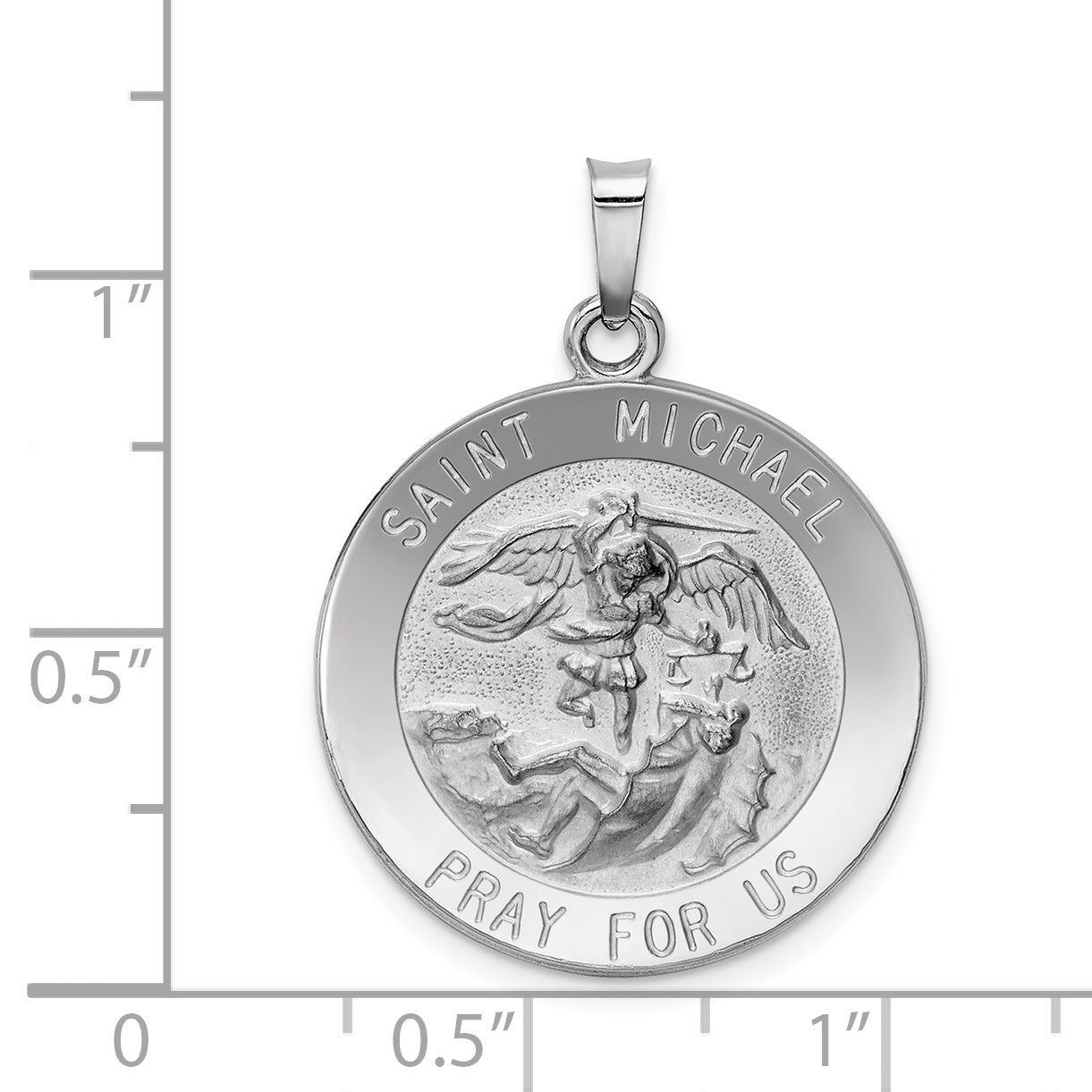 14k White Gold Saint Michael Medal Pendant