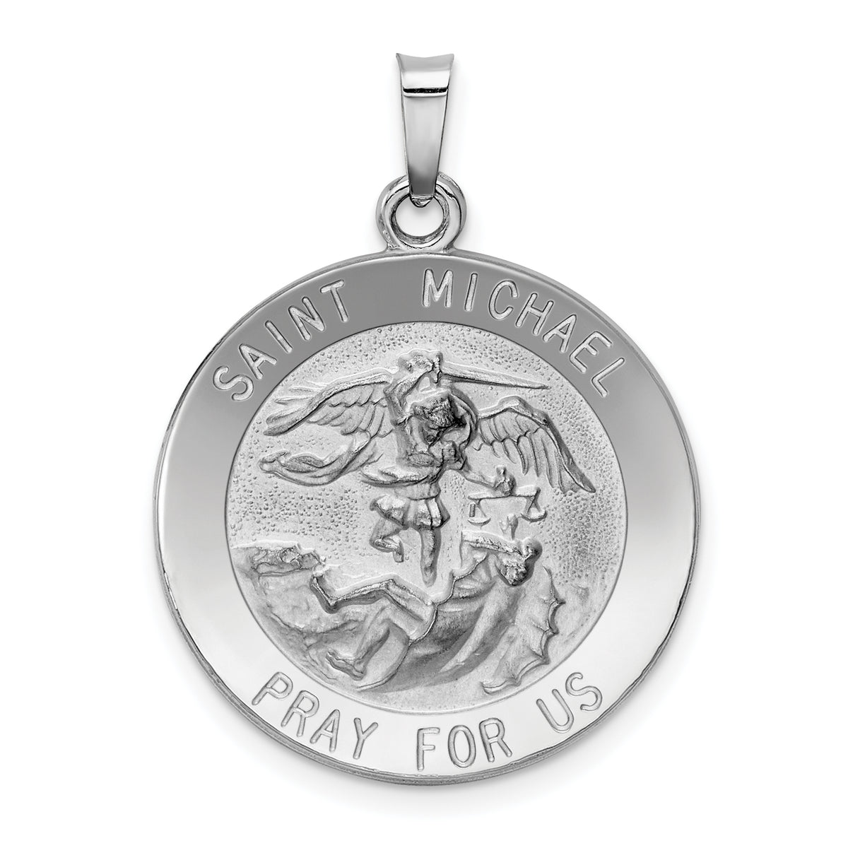 14k White Gold Saint Michael Medal Pendant