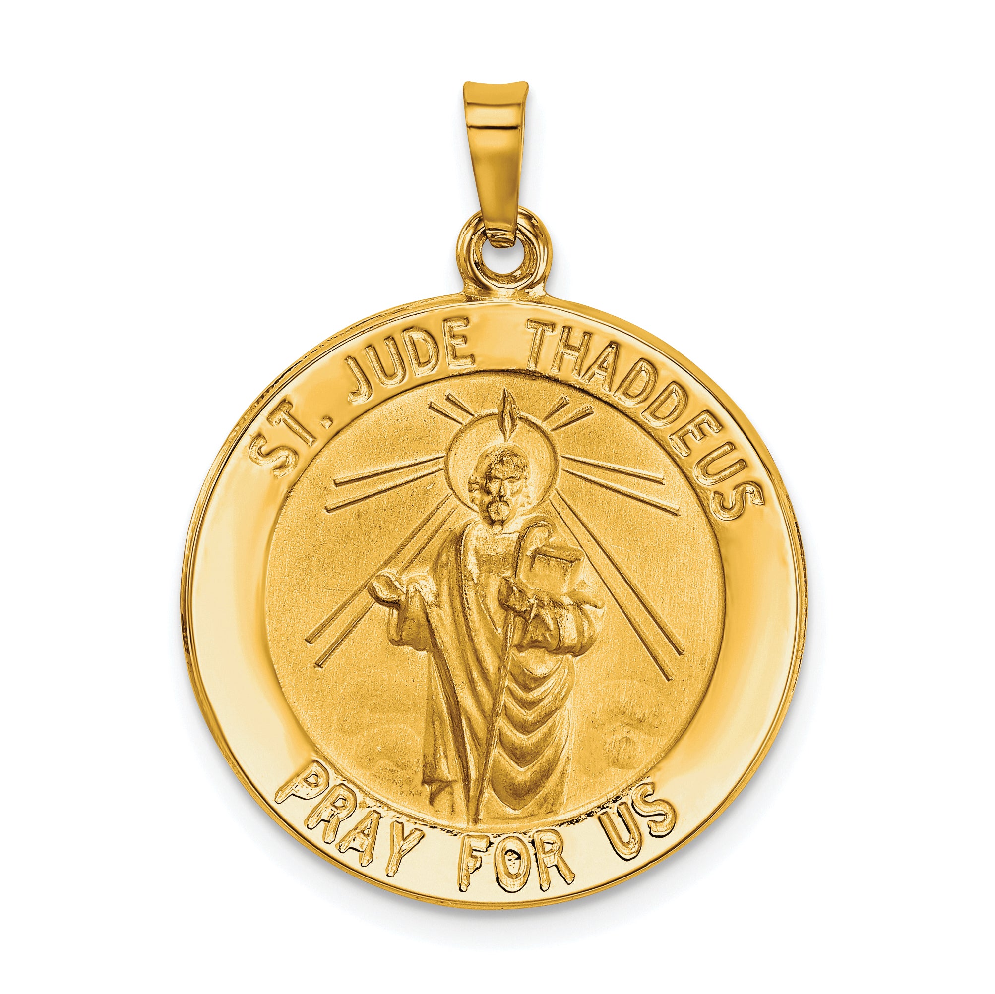 14k Saint Jude Medal Hollow Pendant