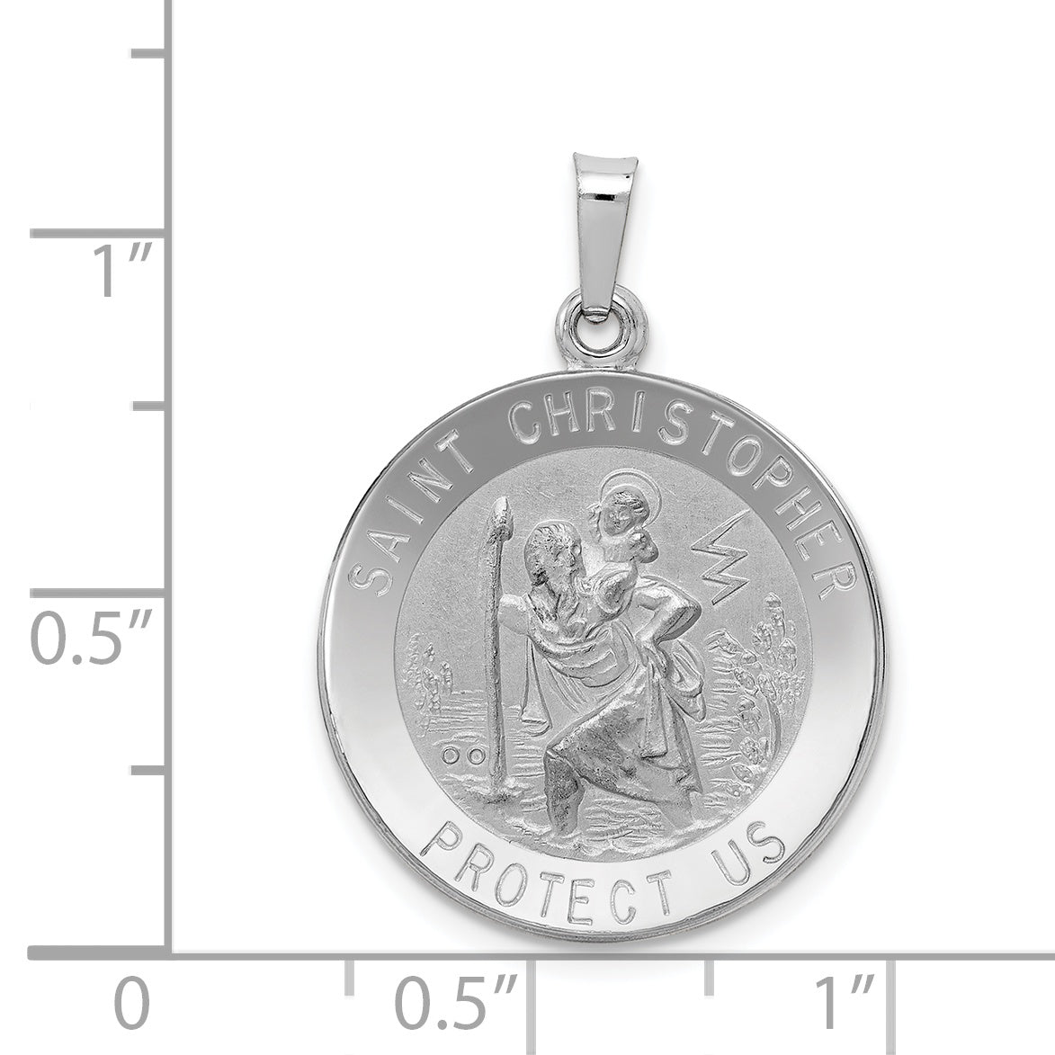 14K White Gold Saint Christopher Medal Pendant