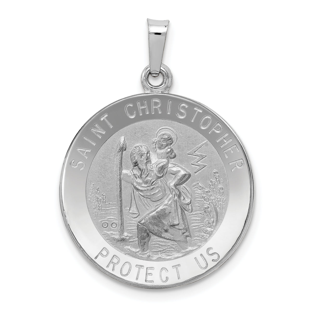 14k White Gold Saint Christopher Medal Pendant