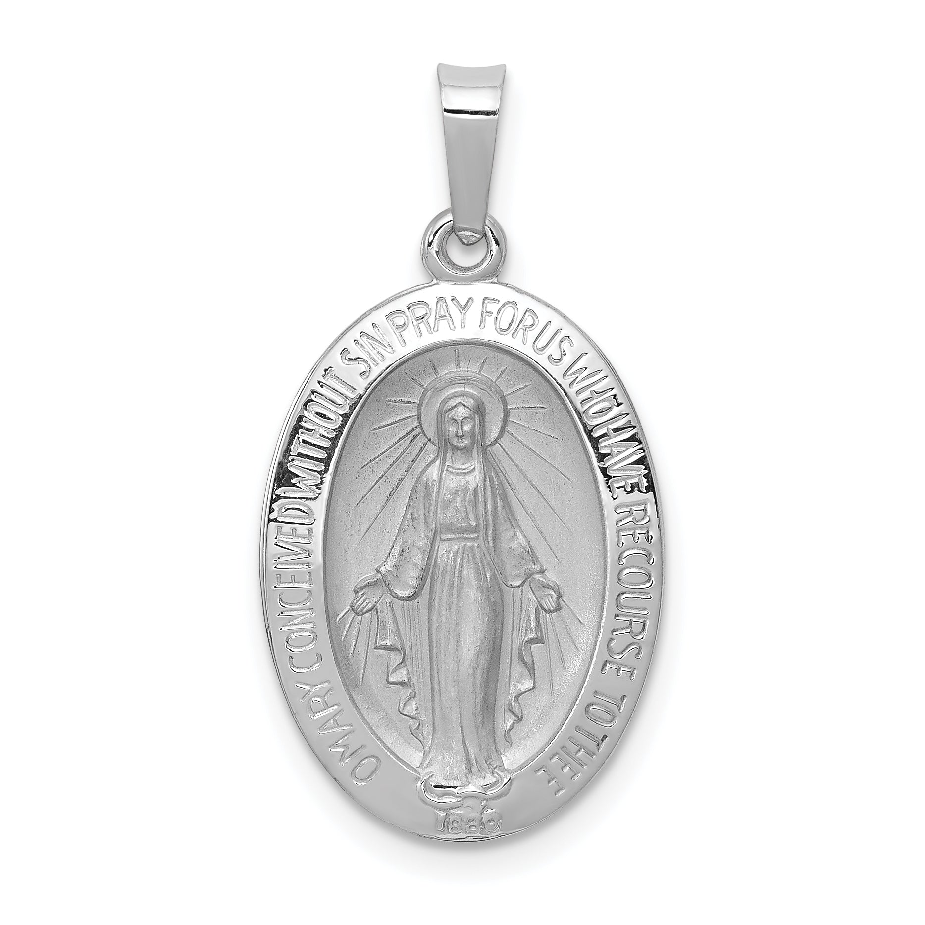 14k White Gold Miraculous Medal