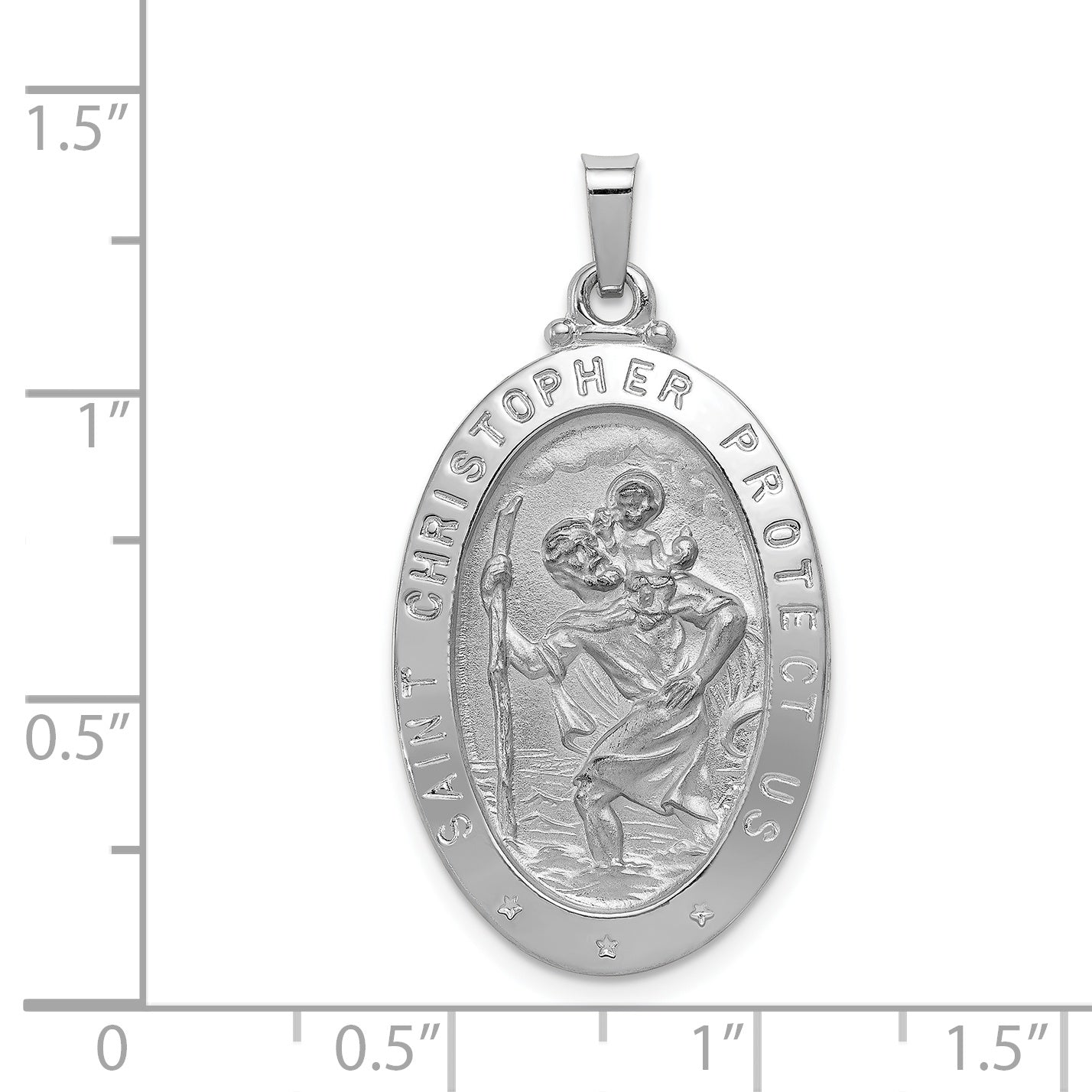 14K White Gold Saint Christopher Medal Pendant