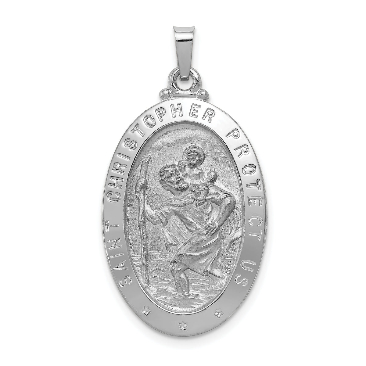 14k White Gold Saint Christopher Medal Pendant