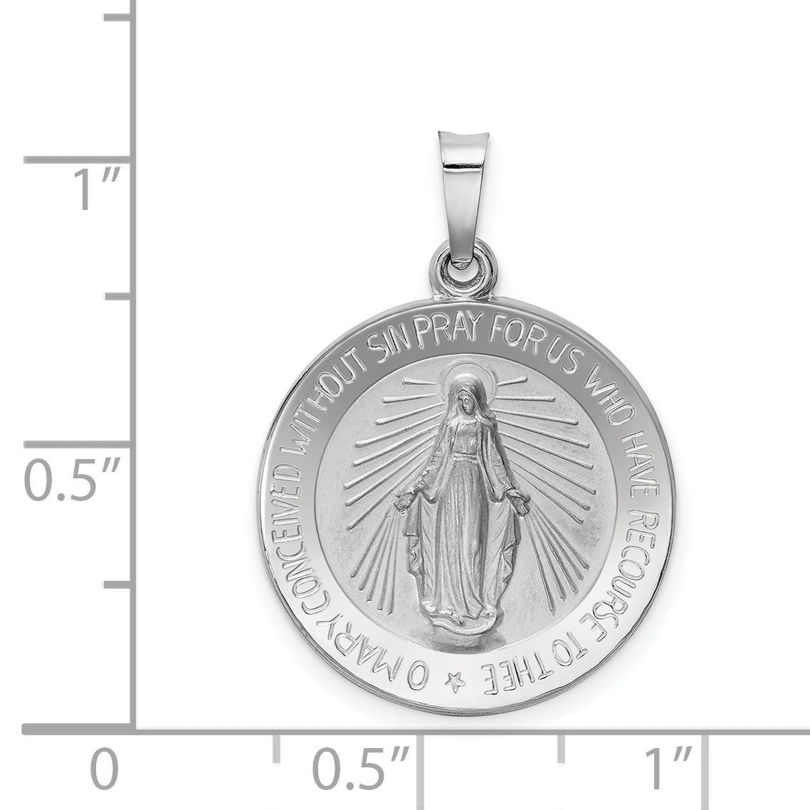 14K White Gold Miraculous Medal