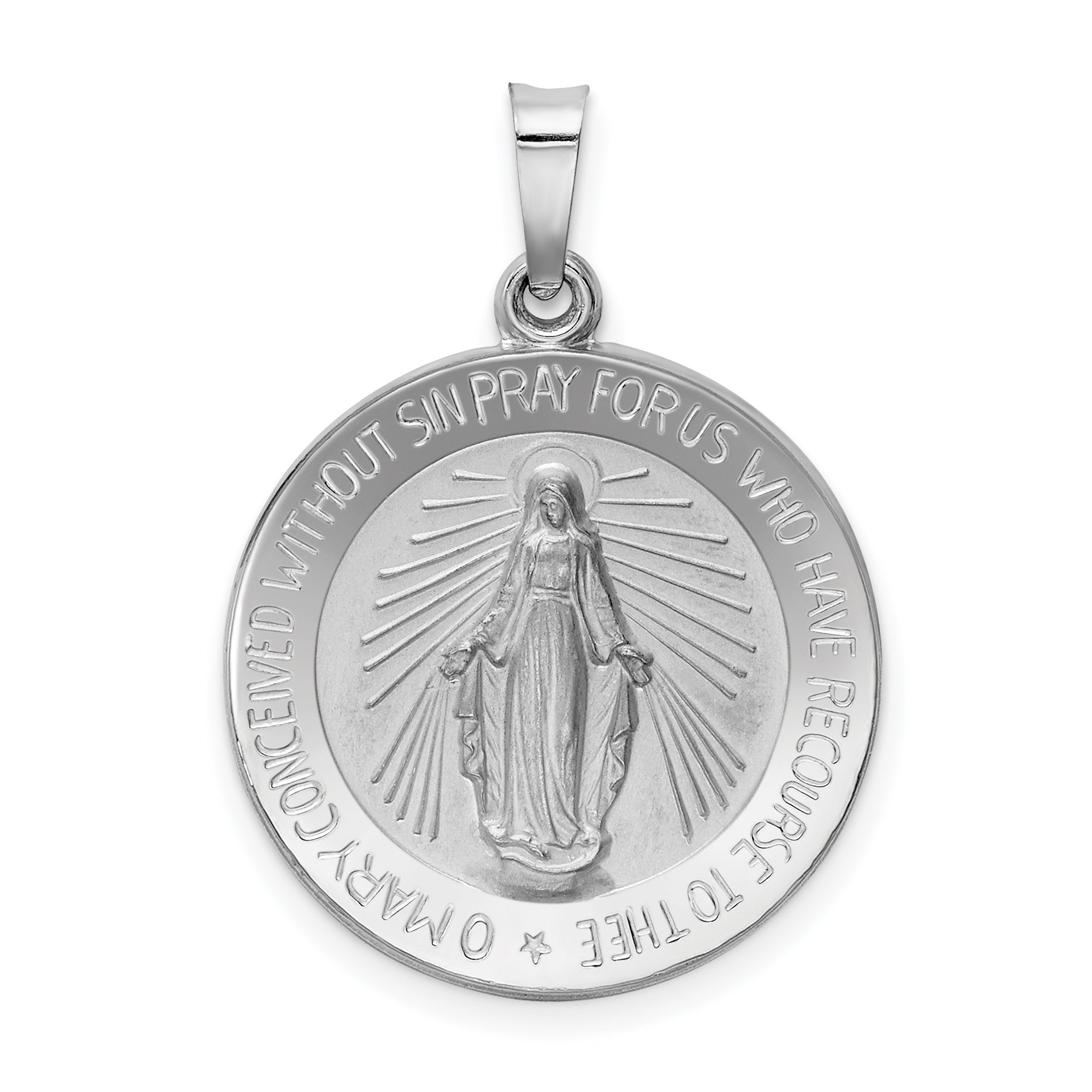 14k White Gold Miraculous Medal