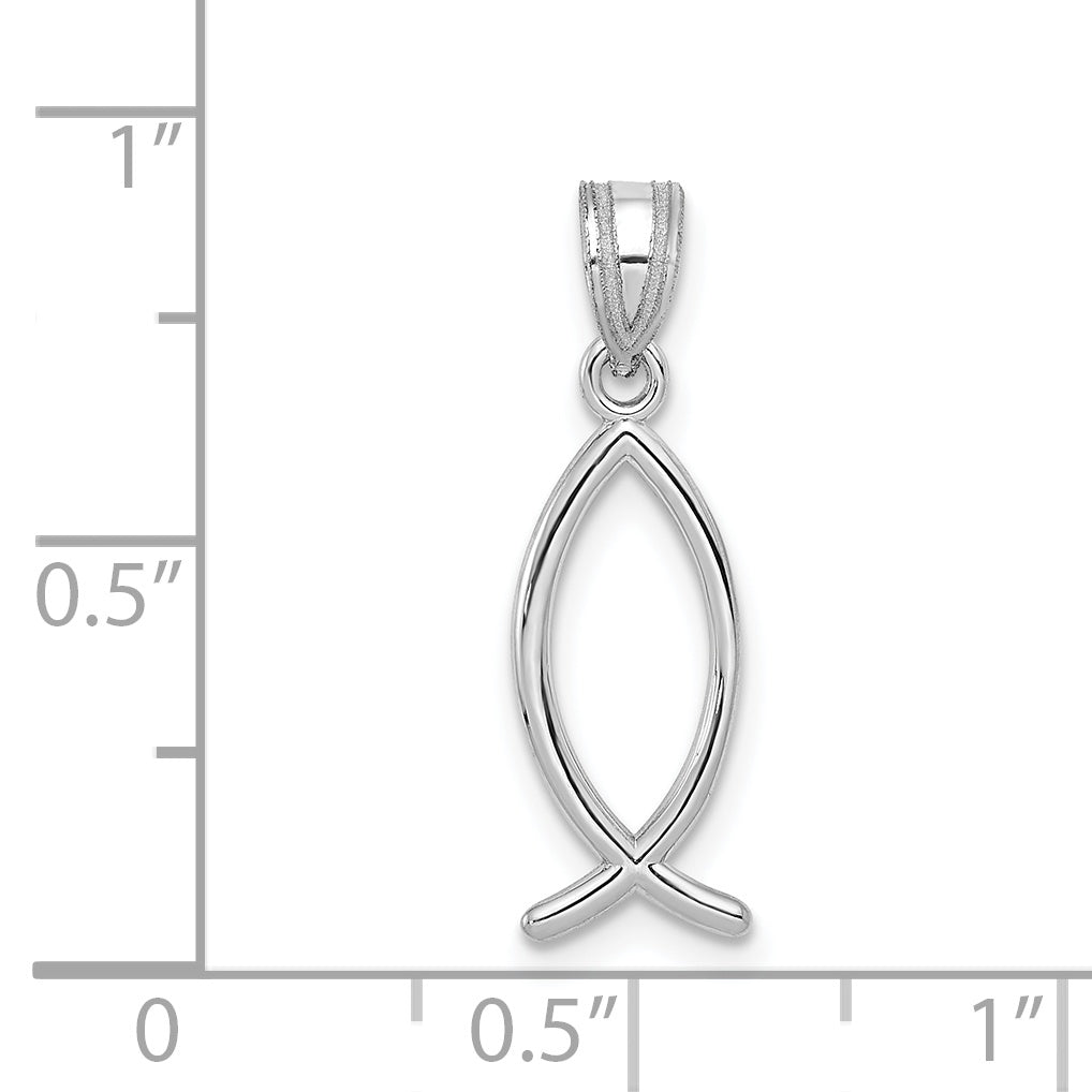 14K White Gold Ichthus Fish Pendant