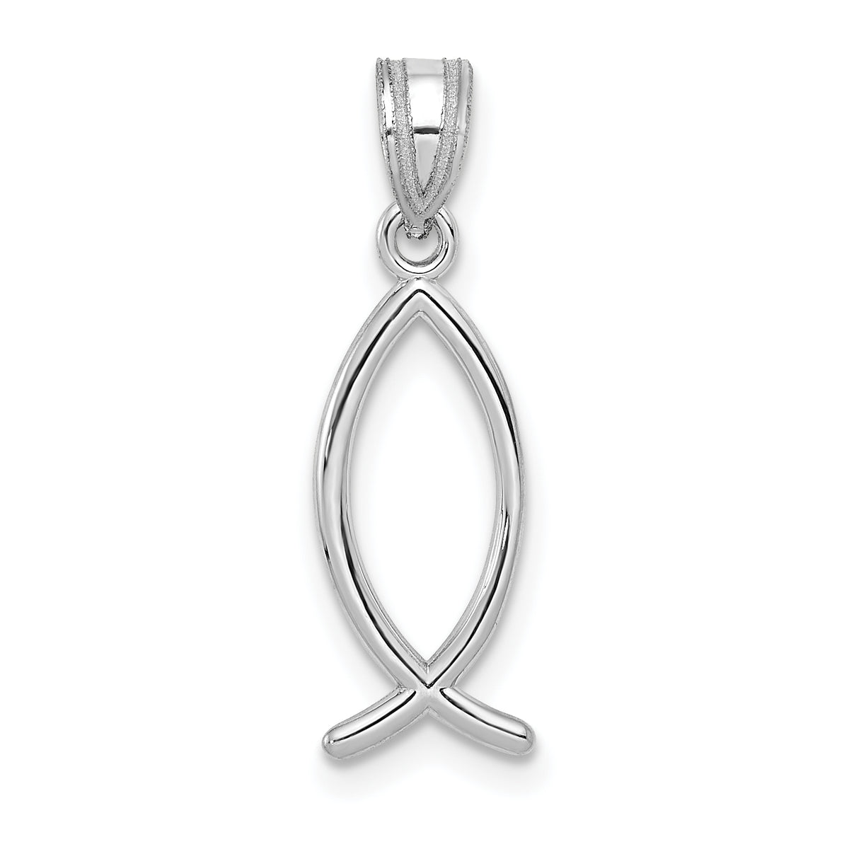 14k White Gold Ichthus Fish Pendant