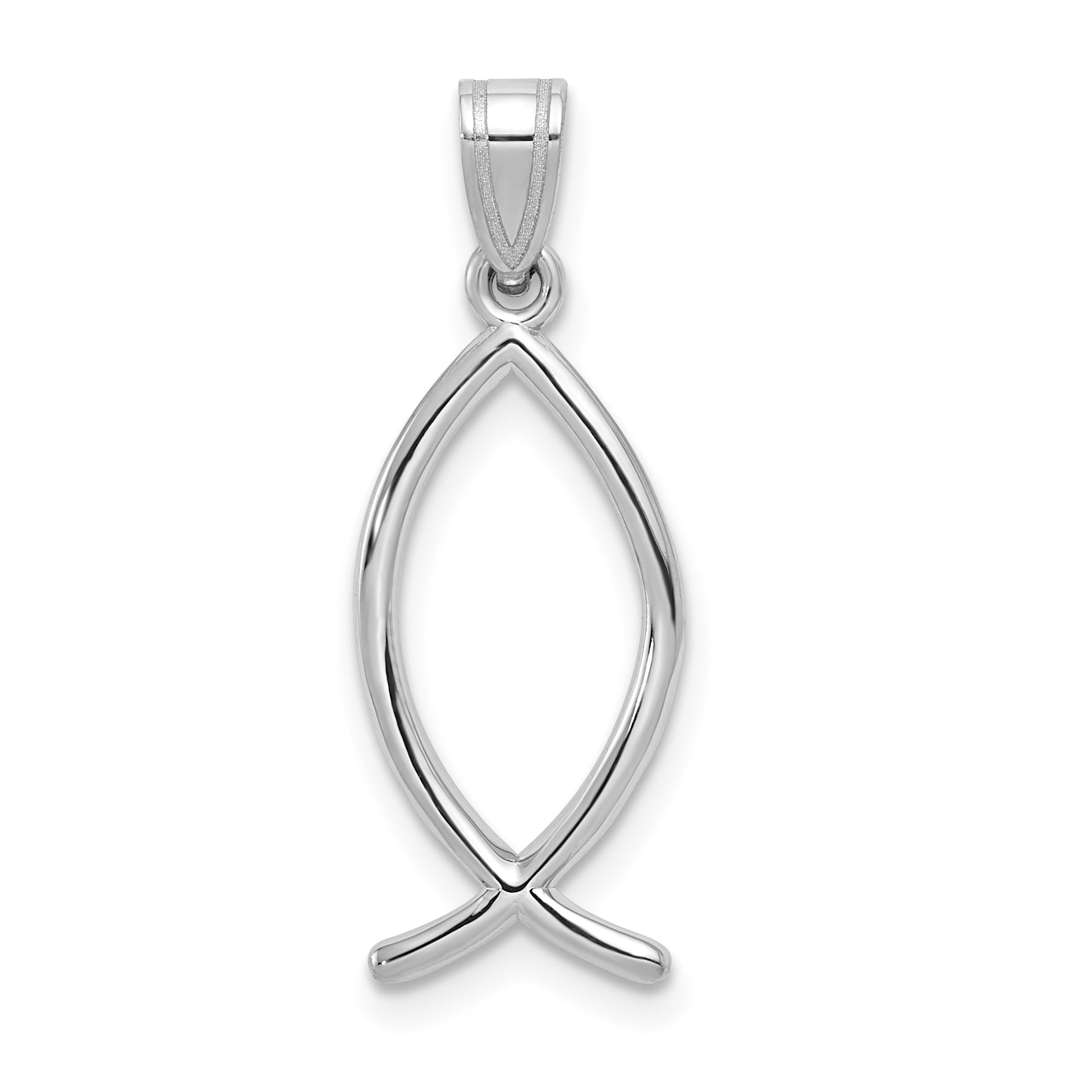 14k White Gold Ichthus Fish Pendant