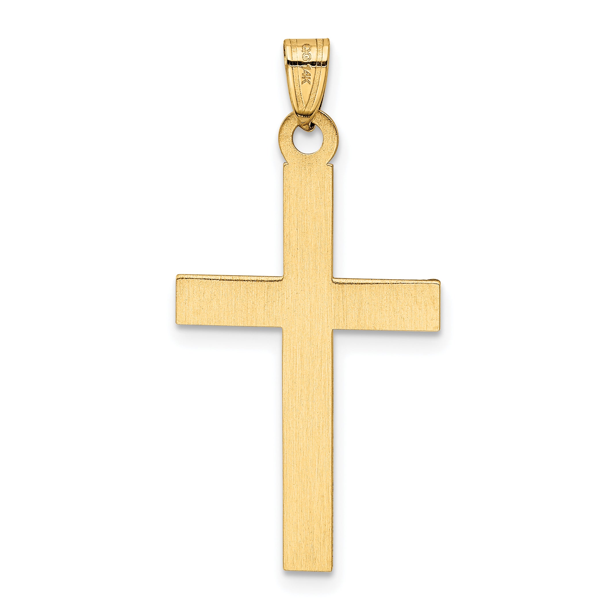 14K Laser Etched Cross Charm