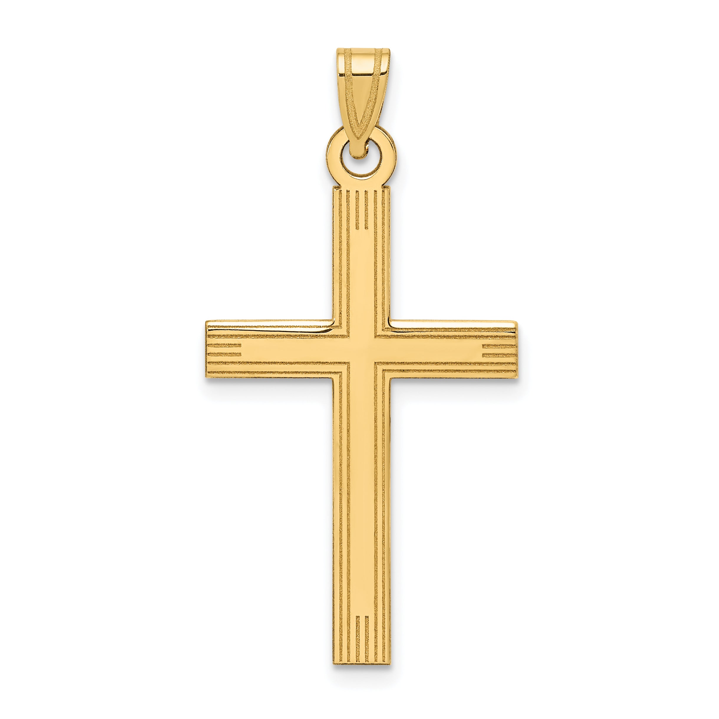 14k Laser Etched Cross Charm