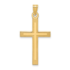 14k Laser Etched Cross Charm