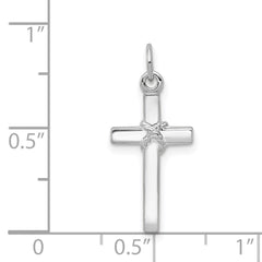 14K White Gold Cross Charm