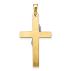 14K Two-Tone Hollow Cross With Drape Charm