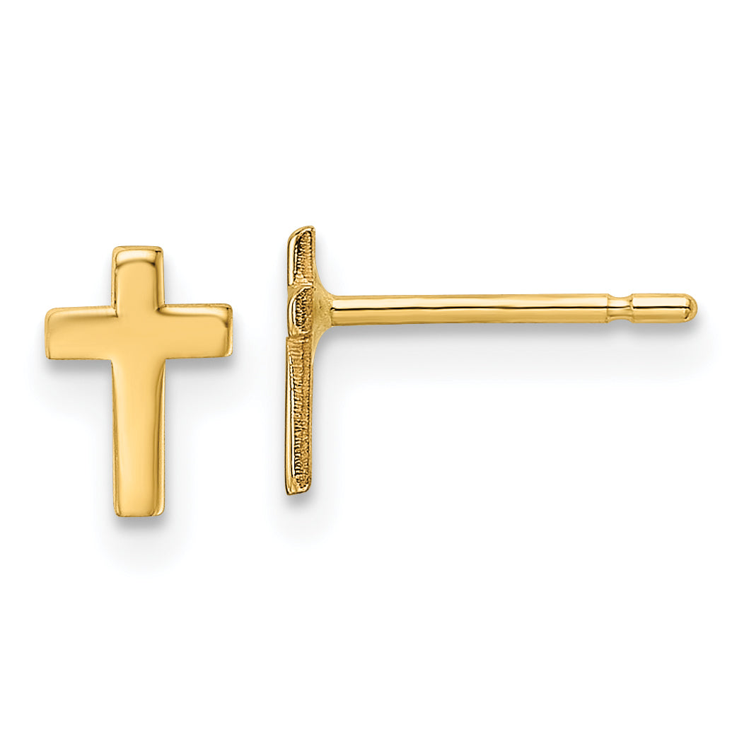 14k Polished Cross Post Earrings