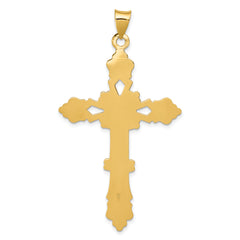 14K Polished Fleur de Lis Cross Pendant