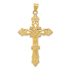 14K Polished Fleur de Lis Cross Pendant