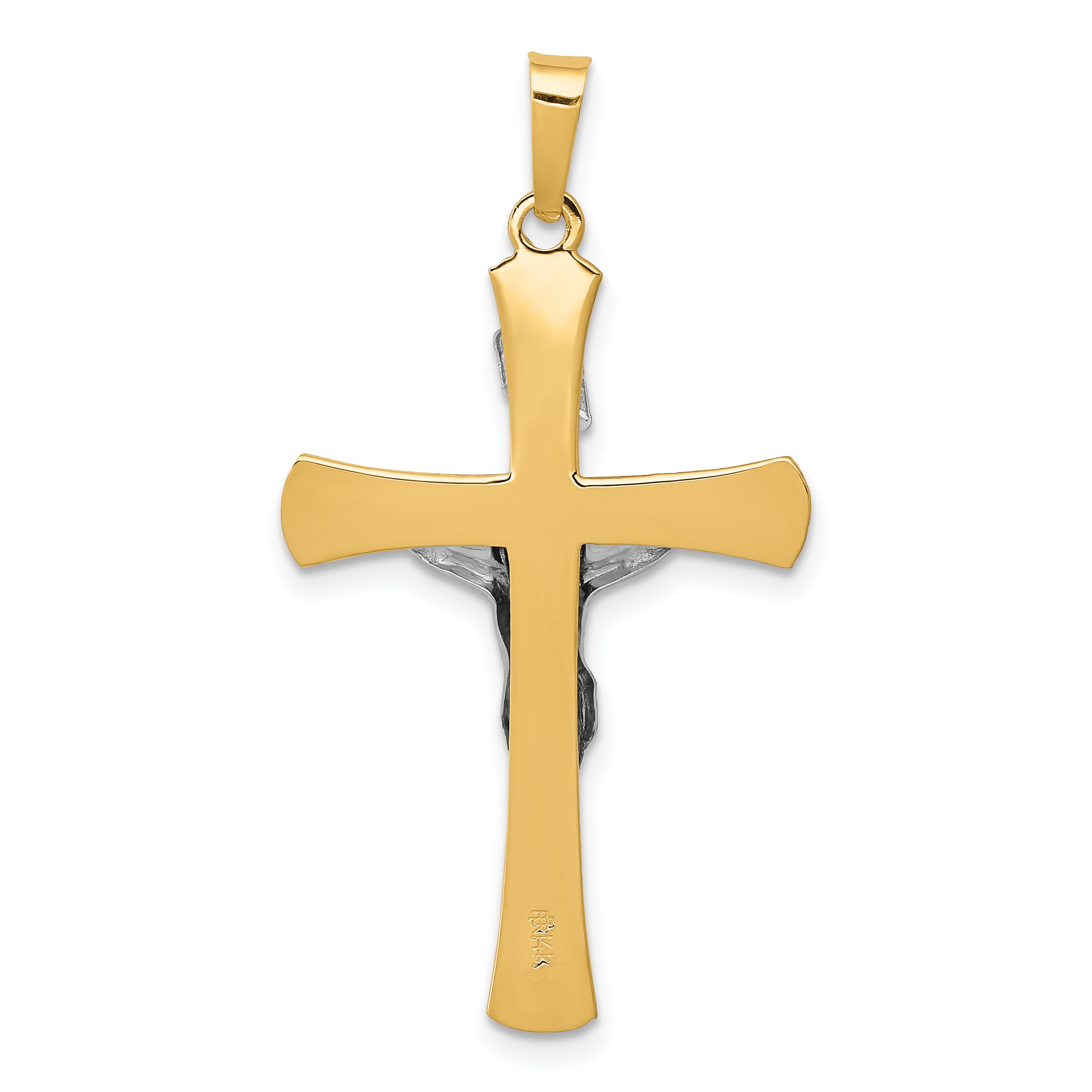 14K Two-tone INRI Crucifix Pendant