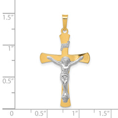 14K Two-tone INRI Crucifix Pendant