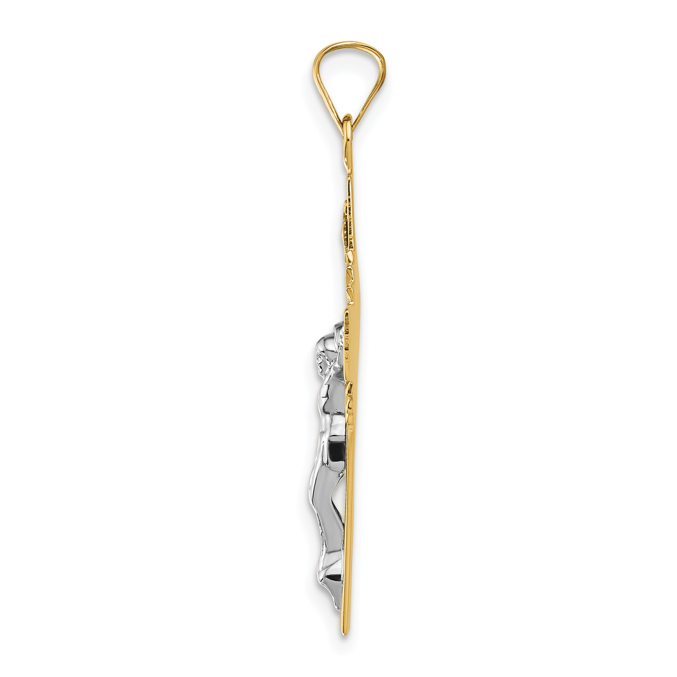 14k Two-tone INRI Crucifix Pendant