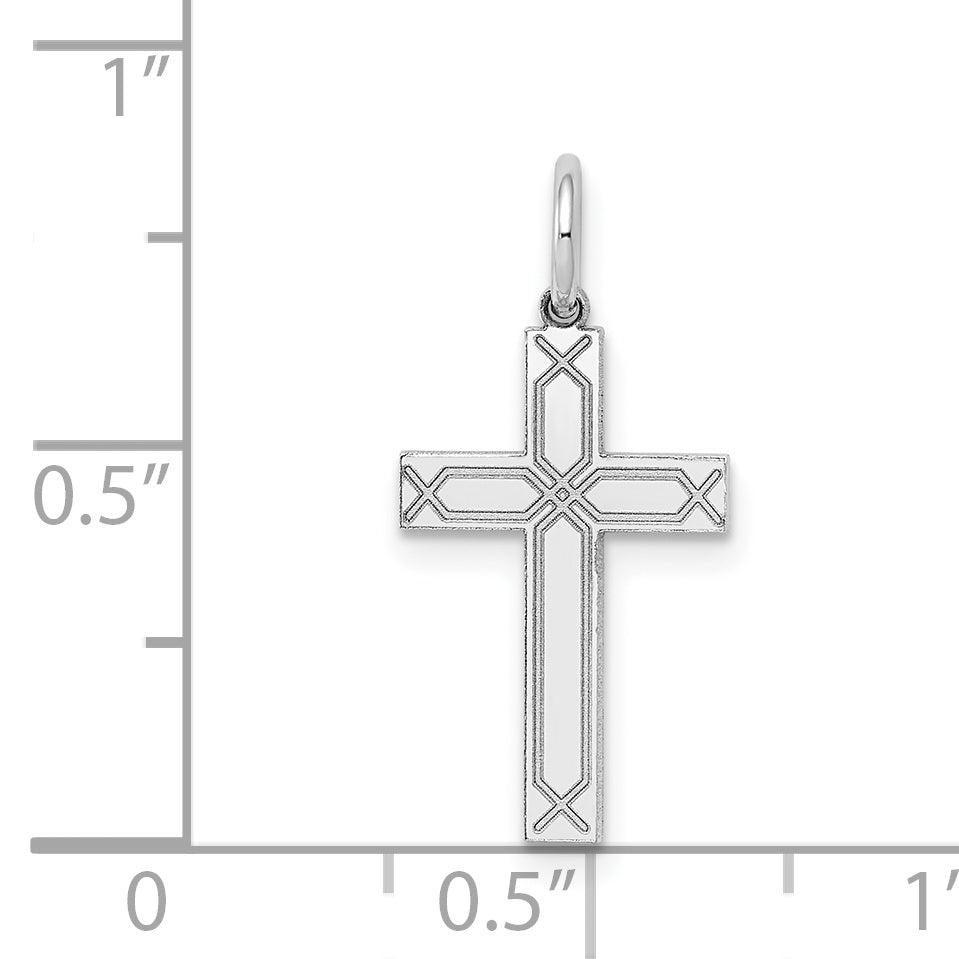 14K White Gold Laser Designed Cross Charm