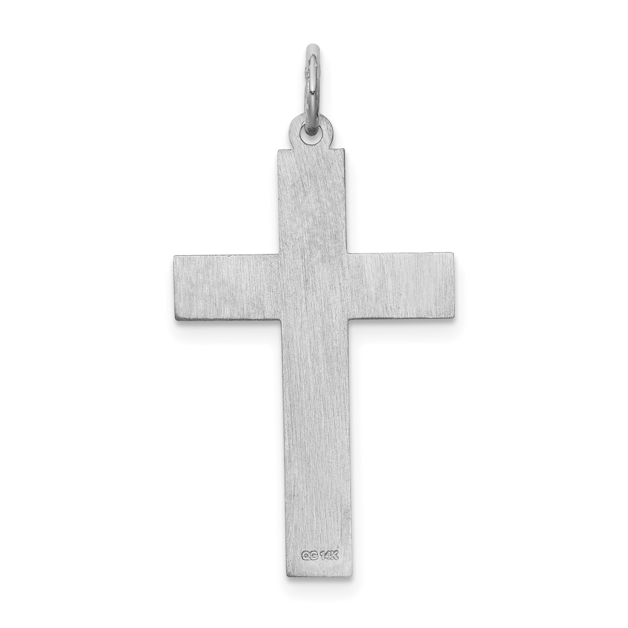 14K White Gold Laser Designed Cross Pendant