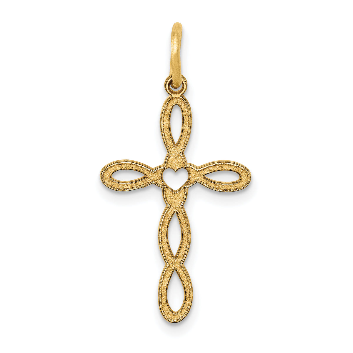 14K Loop w/Center Heart Cross Pendant