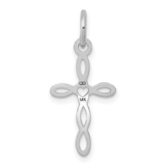 14K White Gold Loop With Center Heart Cross Pendant