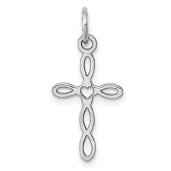 14K White Gold Loop w/Center Heart Cross Pendant