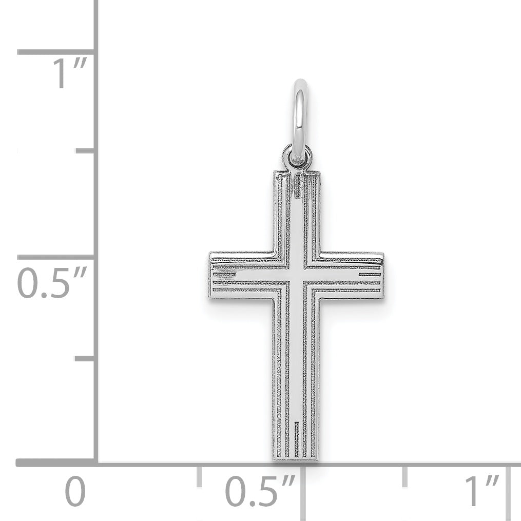 14K White Gold Laser Designed Cross Pendant