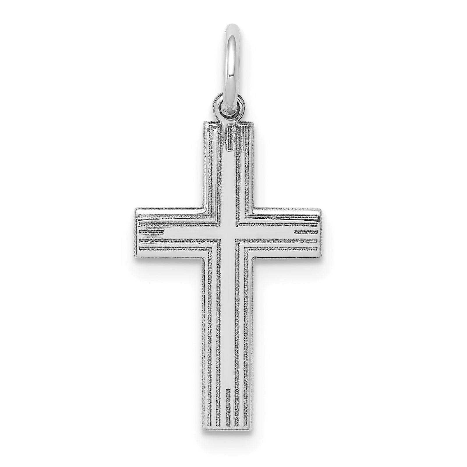 14K White Gold Laser Designed Cross Pendant