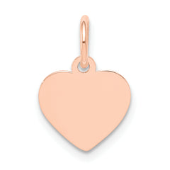 14K Rose Gold Plain .011 Gauge Engraveable Heart Disc Charm