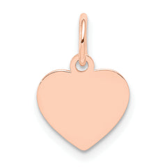 14K Rose Gold Plain .013 Gauge Engraveable Heart Disc Charm