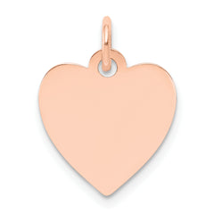 14K Rose Gold Plain .018 Gauge Engraveable Heart Disc Charm