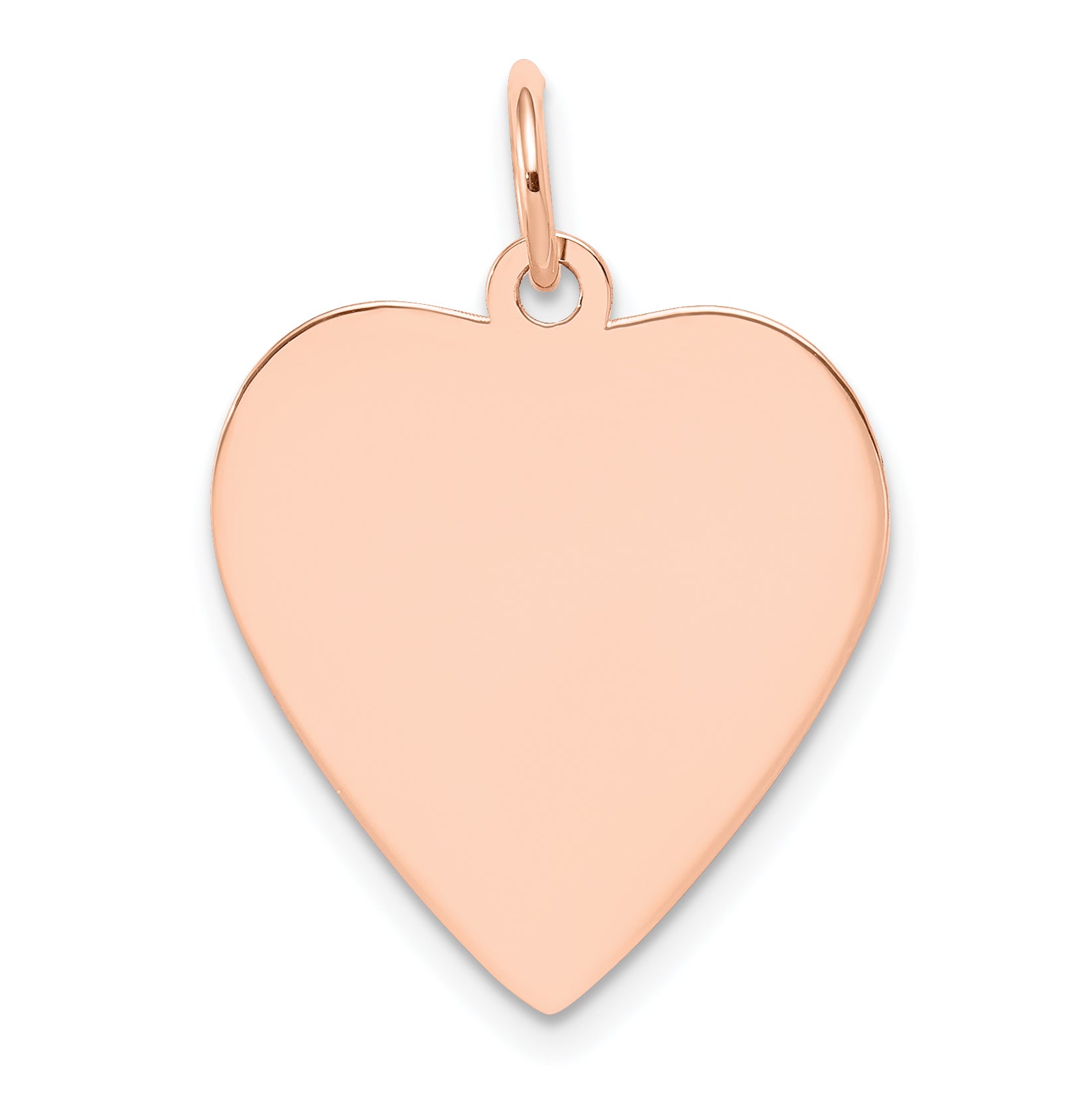 14K Rose Gold Plain .013 Gauge Engraveable Heart Disc Charm