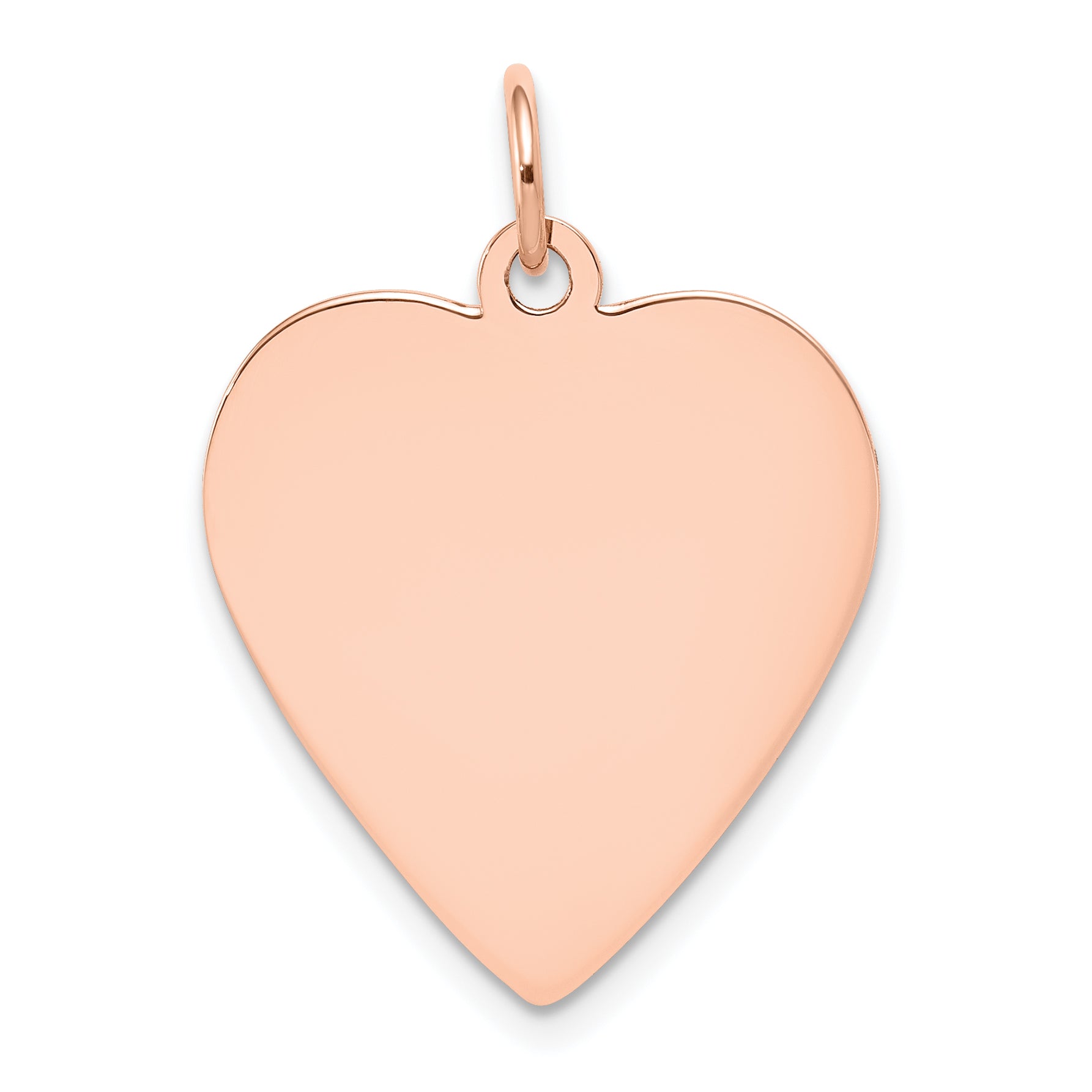 14K Rose Gold Plain .013 Gauge Engraveable Heart Disc Charm