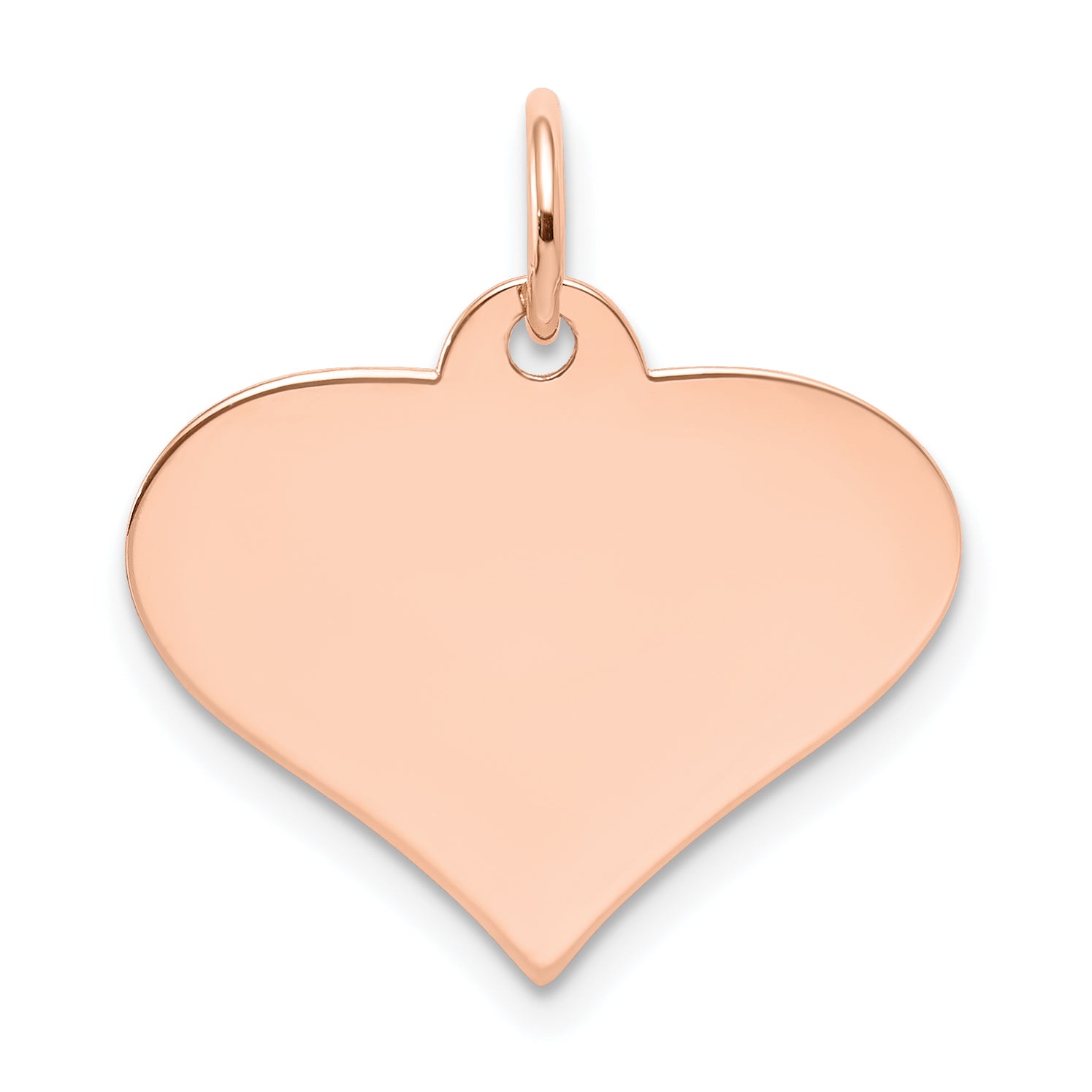 14K Rose Gold Plain .027 Gauge Engraveable Heart Disc Charm