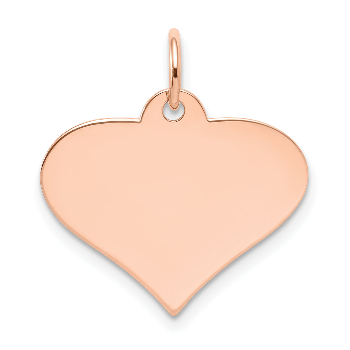 14K Rose Gold Plain .027 Gauge Engraveable Heart Disc Charm