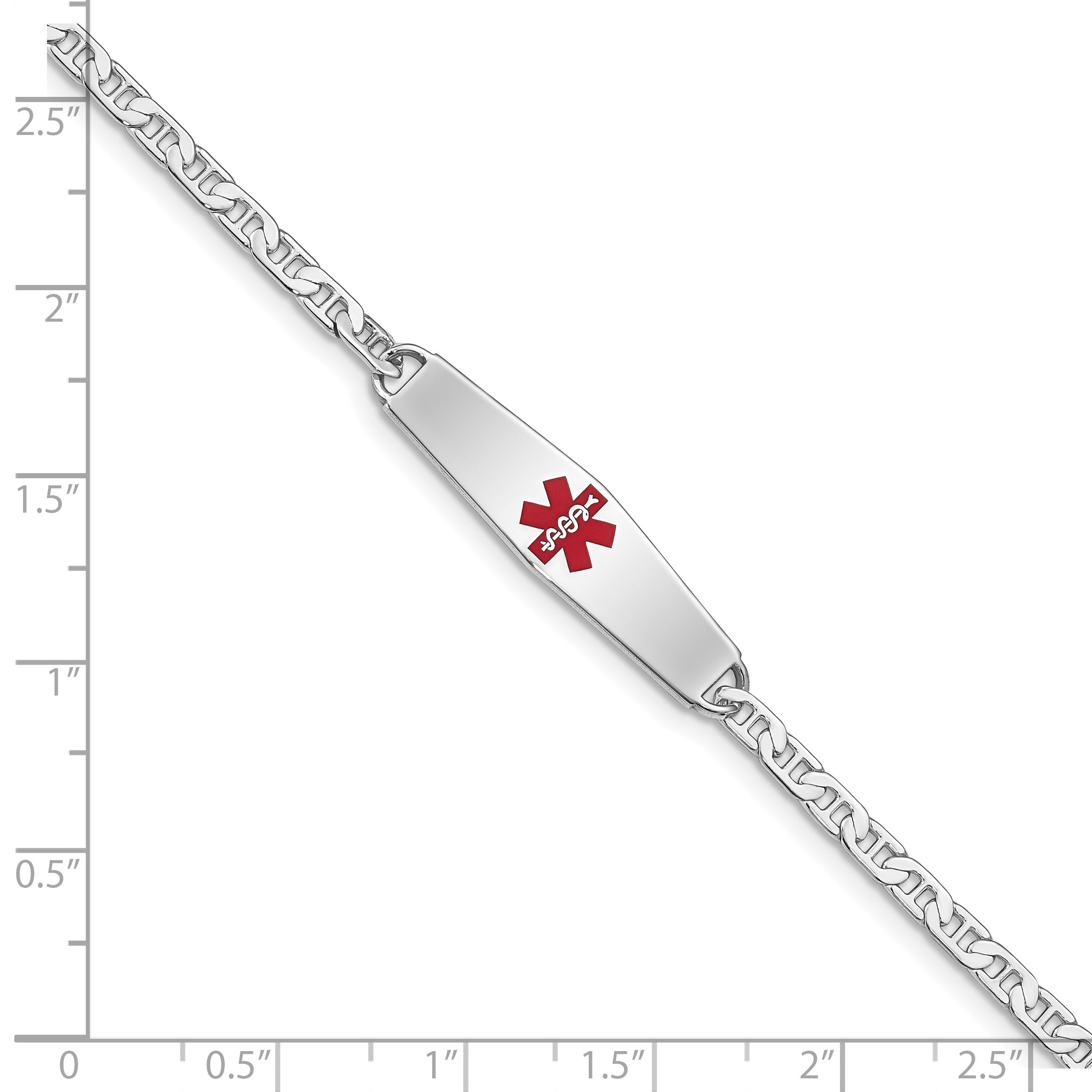 Sterling Silver Rhodium-plated Medical ID Anchor Link Bracelet