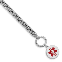 Sterling Silver Rhodium Engraveable Enamel Disc Medical ID Bracelet